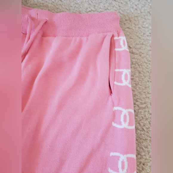 Pink Knit Joggers with White Logo Detail Women's Pant Size Small - Picture 5 of 8